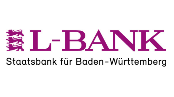 Logo der L-Bank Baden Württemberg mit dem Schritzug L-Bank, Staatsbank für Baden-Württemberg
